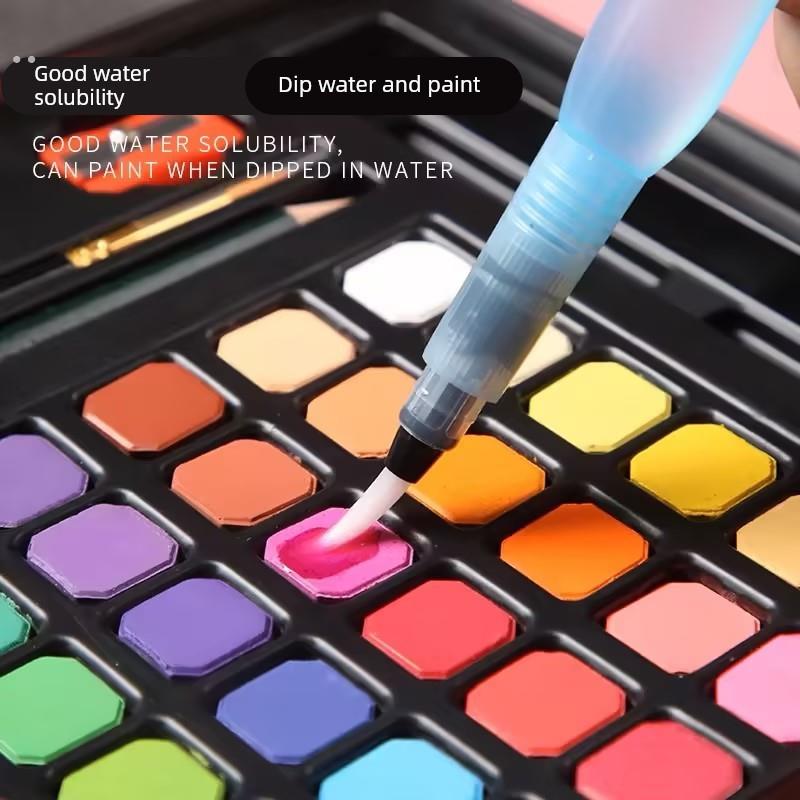 固体水彩画颜料套装美术生专用6色儿童固体水粉颜料铁盒调色盘