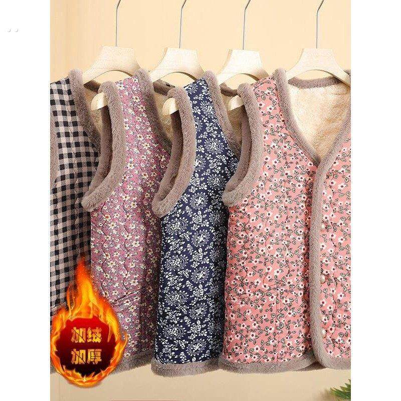 妈妈装加绒加厚马夹棉衣外套秋冬新款中老年女装内搭奶奶贴身背心