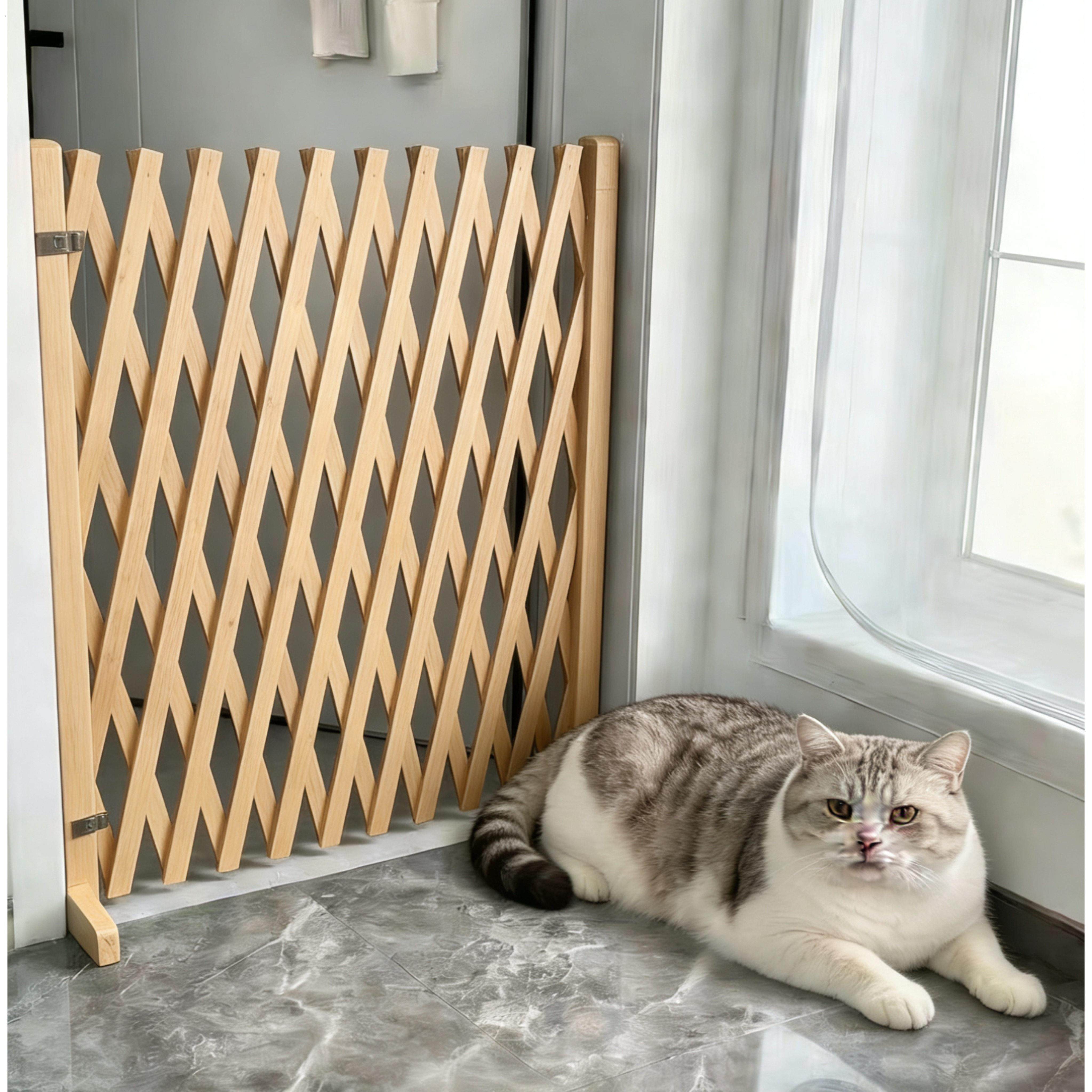 防腐木伸缩栅栏围栏室内狗猫宠物隔断院子拦门栅栏户外护栏围起来