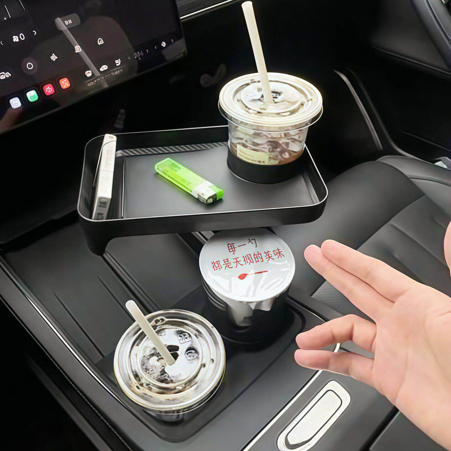 【不占水杯槽】汽车载折叠小桌板副驾托盘水杯支架折叠置物架新款