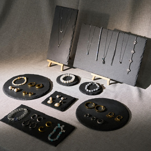 高级感首饰展示架黑色项链摆放石板珠宝手串托盘陈列饰品拍照道具