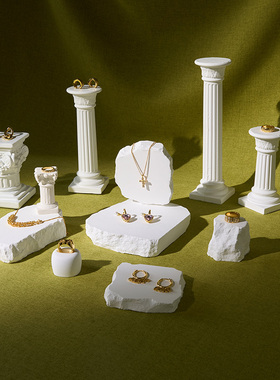 INS石头纹石膏首饰展示架饰品项链戒指耳环拍摄摆件珠宝柜台陈列