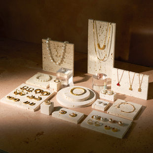 侘寂风饰品展示架耳环项链架子洞石陈列装饰珠宝首饰盘拍照道具