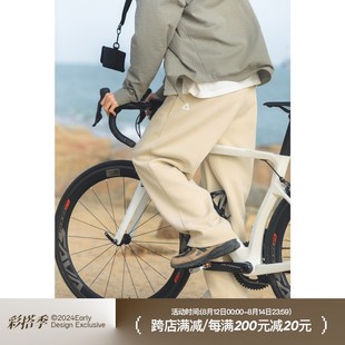 吕小虎重磅纯色压褶分割卫裤男士春秋百搭宽松直筒针织运动休闲裤