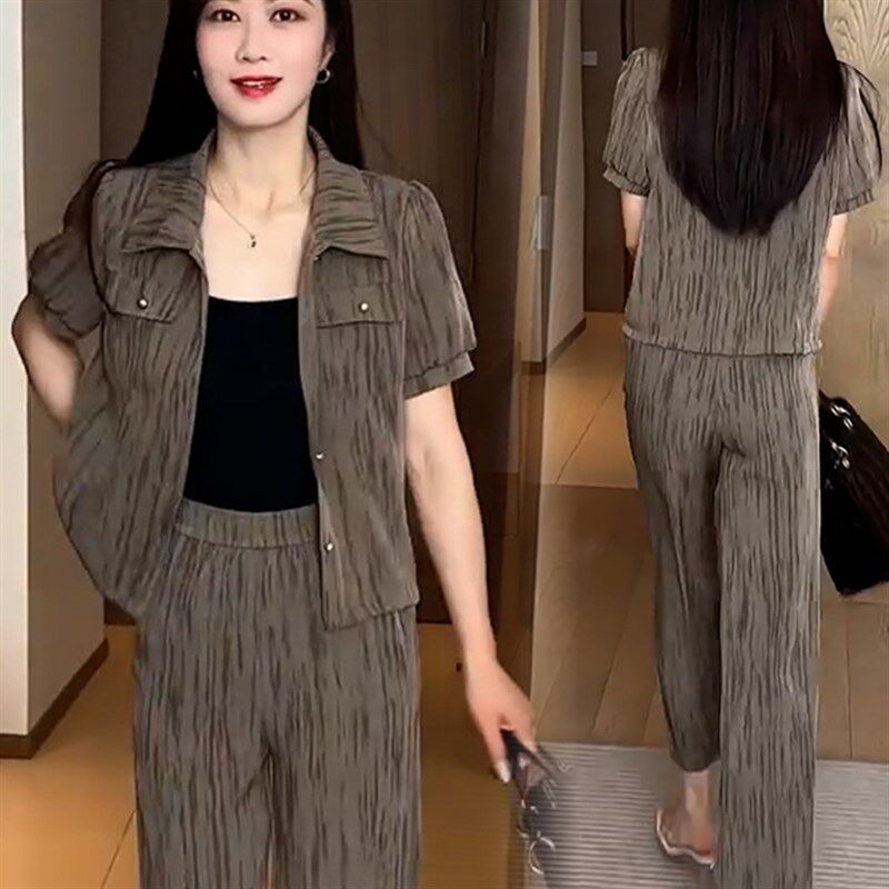 时尚休闲套装女2025夏季新款洋气小个子宽松减龄气质短袖两件套潮