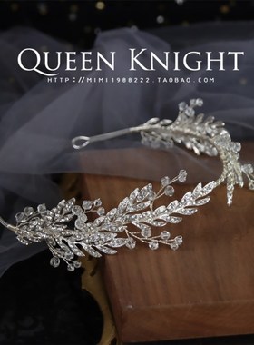 新款复古精致叶子水钻软发箍带新娘结婚写真拍照宴会活动头饰