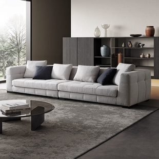 棉麻布艺极简客厅沙发组合别墅z现代简约直排沙发中小户型四人直