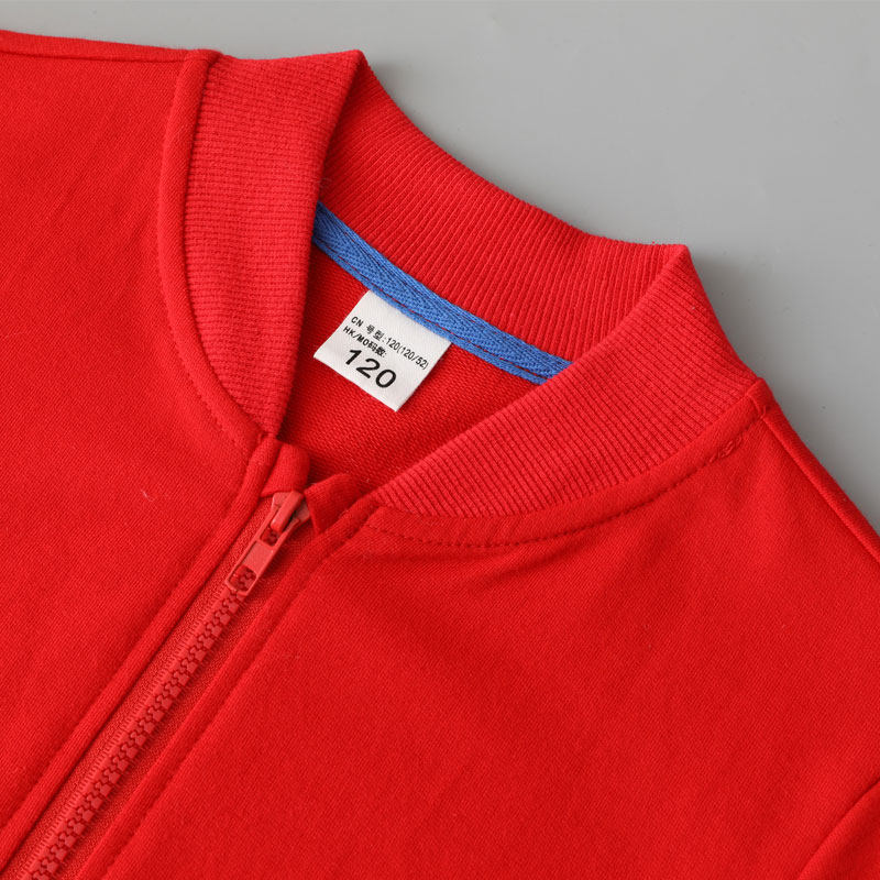 男童棒球服外套薄卫衣春秋毛圈纯色儿童纯棉休闲运动有领拉链开衫