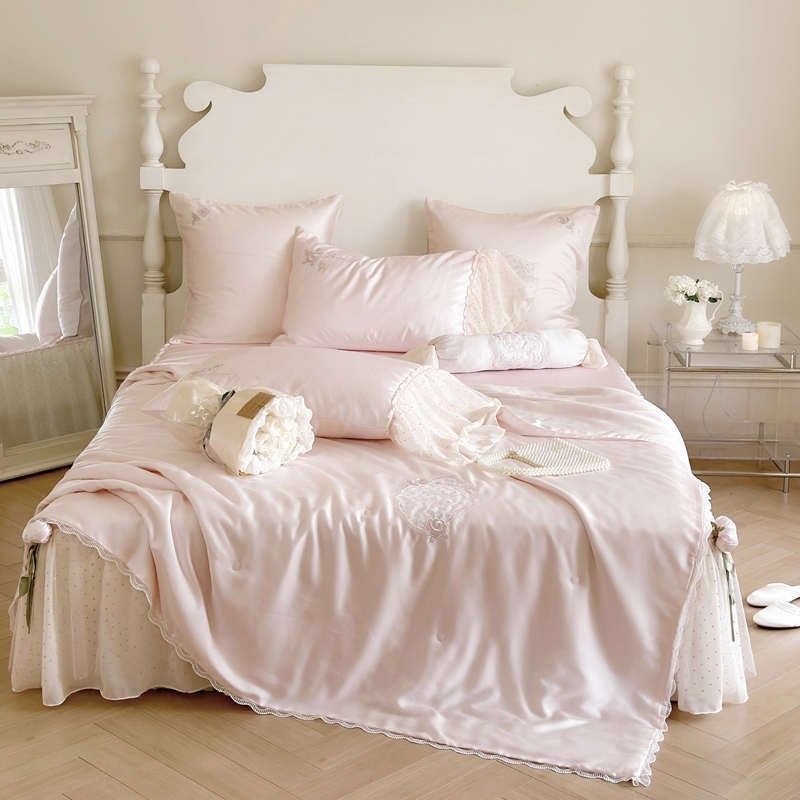 韩式蕾丝花边冰丝凉席四件套粉色公主风空调席子三件套1.8m床裙款,床上用品,冰丝席,淘宝优惠券,粉丝福利购,淘宝优惠卷