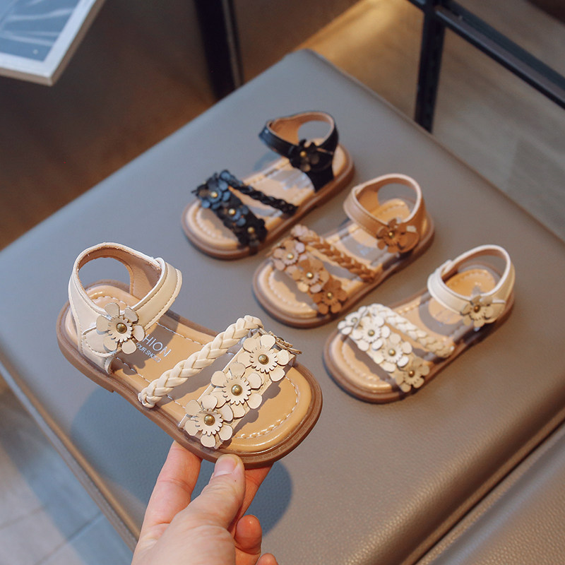女童花朵凉鞋2023新款夏季儿童鞋子公主鞋韩版软底防滑小童宝宝鞋