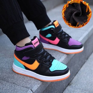 男童鞋2024冬季加绒保暖中小童儿童运动鞋休闲板鞋女童高帮二棉鞋