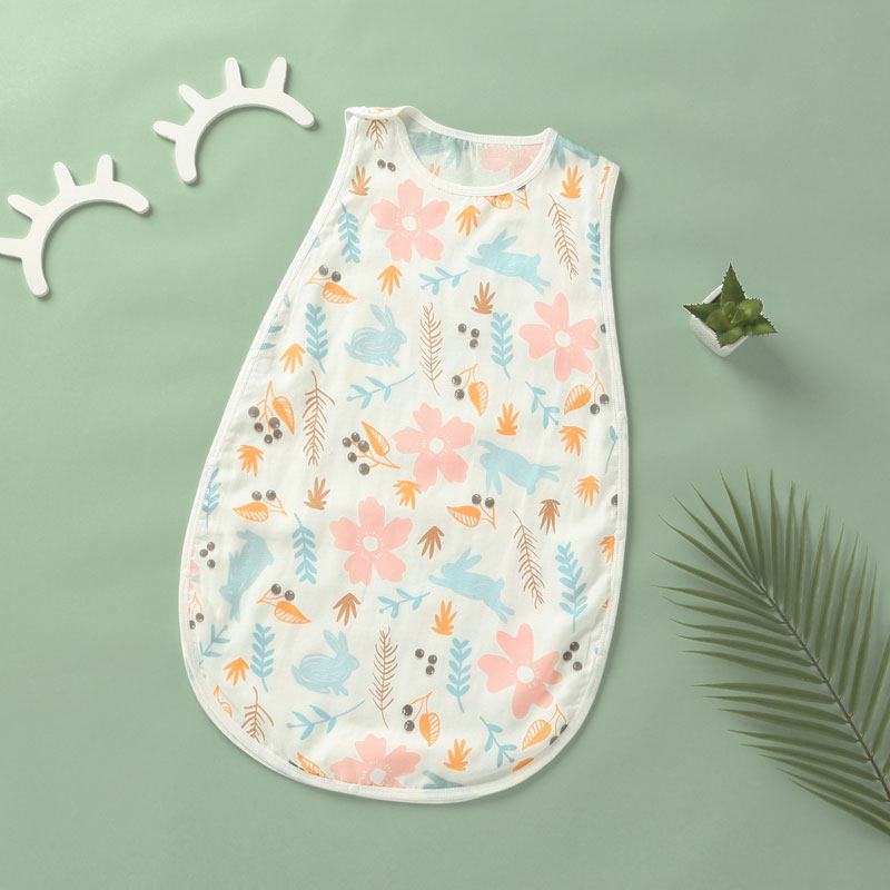 婴儿无袖睡袋宝宝背心式新u生儿童防踢被纯棉纱布春秋天夏季薄款