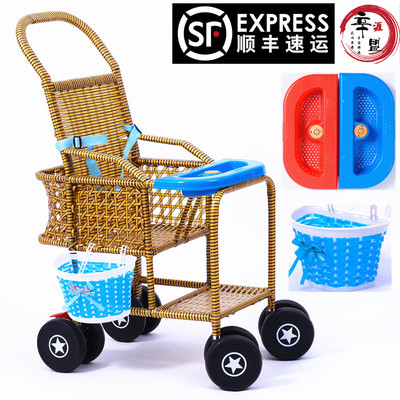 婴儿推车竹藤轻便幼儿宝宝儿w童坐式餐盘编织藤椅藤编小孩夏季推
