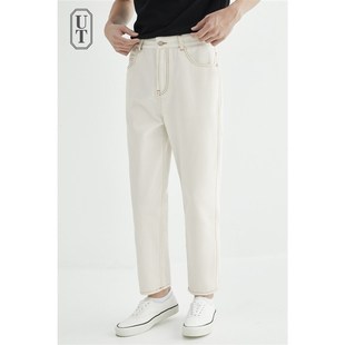 男夏季 子卡其白色高端休闲男裤 薄款 宽松直筒长裤 2024年新款 牛仔裤