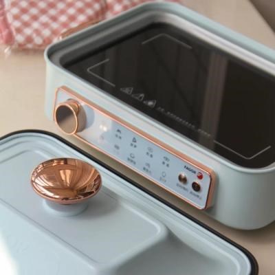 新品多功能料理锅火锅电烤炉家用一体蒸煮炒煎电火锅网红不沾锅