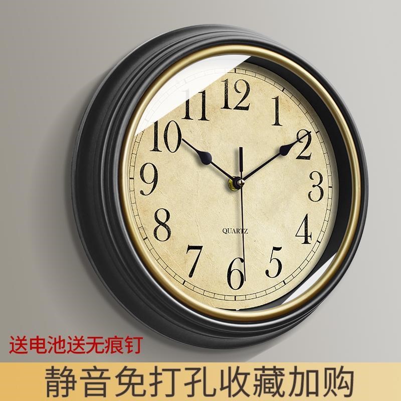 优选家用挂f钟大气客厅钟表挂墙时钟静音餐厅复古装饰石英钟.