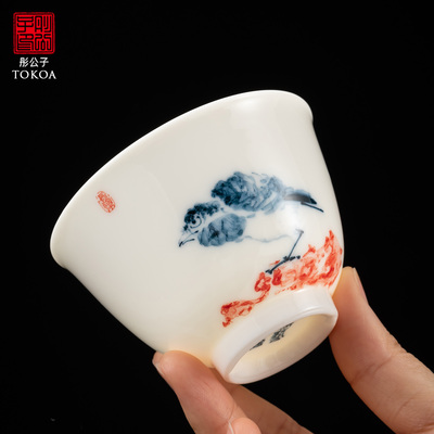 手绘主人杯110ml陈艺辉德化白瓷