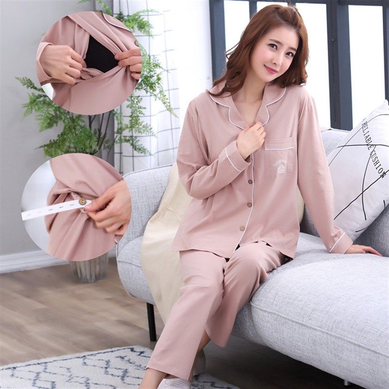 可印Logo纯棉月子服孕妇产前产后喂奶哺乳睡衣春夏开衫家居服套装