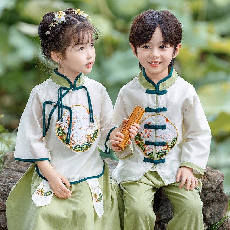 春秋男童汉服古风超仙洋气儿童中国风夏装小女孩夏款复古高端唐装