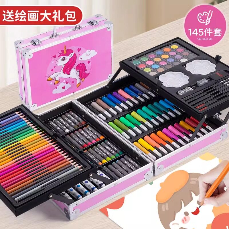 儿童画笔套装幼儿园美术涂鸦画画工具水彩绘画新年礼物6女孩女童3