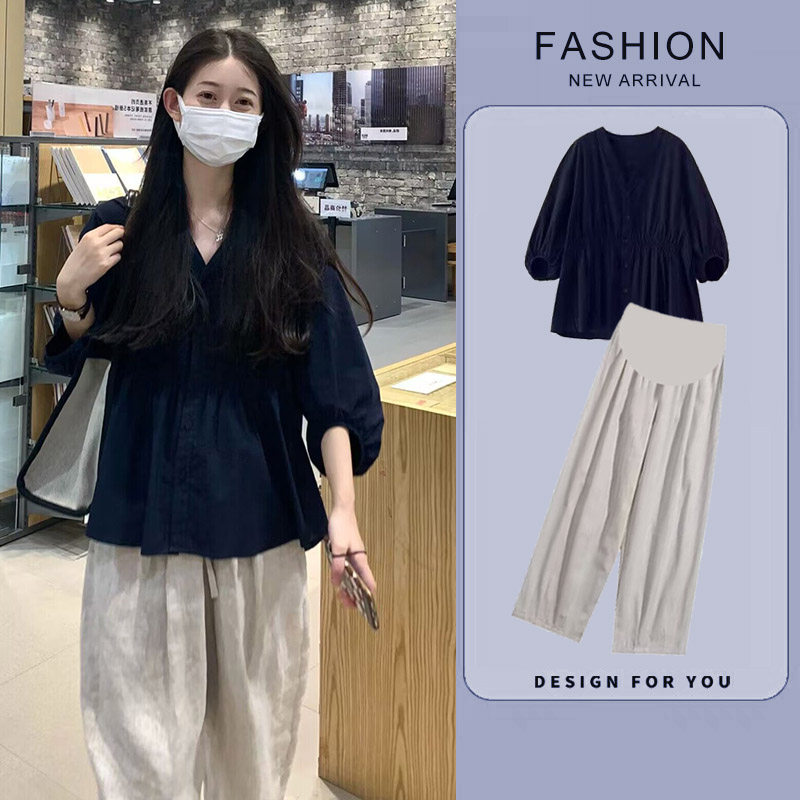 孕妇上衣夏装套装新款休闲时尚宽松夏款衬衫娃娃衫棉麻裤两件套潮,孕妇装/孕产妇用品/营养,连衣裙,淘宝优惠券,粉丝福利购,淘宝优惠卷