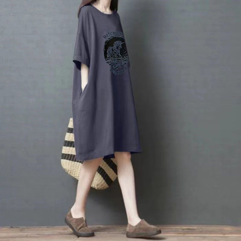 特大码300斤连衣裙子女夏季胖mm遮肚中长款孕妇装休闲女上衣200斤