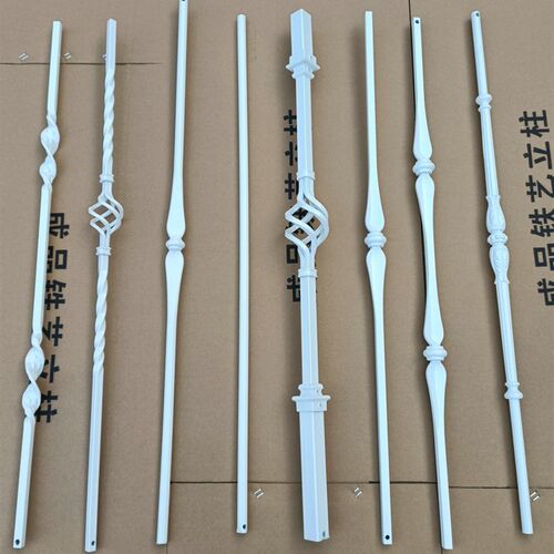 铁艺组装单根楼梯立柱扶手围护栏杆组装摇头底座配件中.式定制白