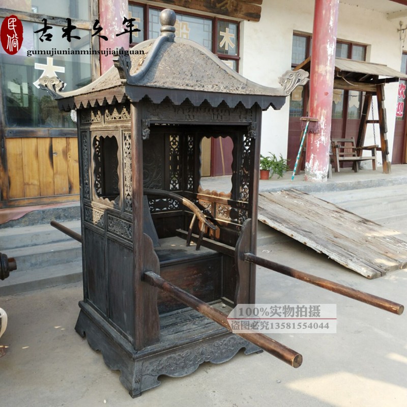 仿古抬轿花轿民俗怀旧人力轿子 实木中式八抬大轿博物馆影视道具