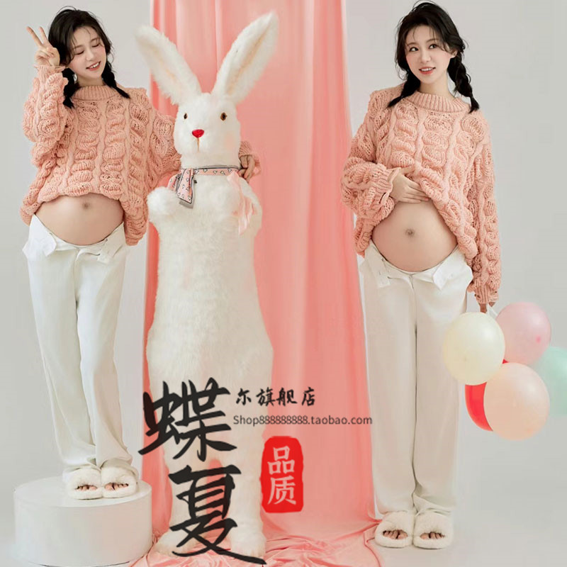 影楼新款孕妈孕味照摄影衣服毛衣套装摄影主题拍照孕妇写真照服装