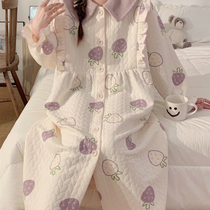 采购产品月子服,秋冬空气棉孕妇裙,产后母乳喂养家庭服,加厚睡衣,