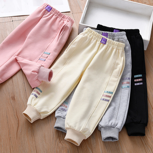 女童裤子春秋款2023新款洋气纯棉休闲裤女孩秋季卫裤儿童秋装长裤