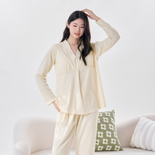 月子服夏季薄款产后孕妇睡衣夏装带胸垫外出哺乳期家居服两件套装