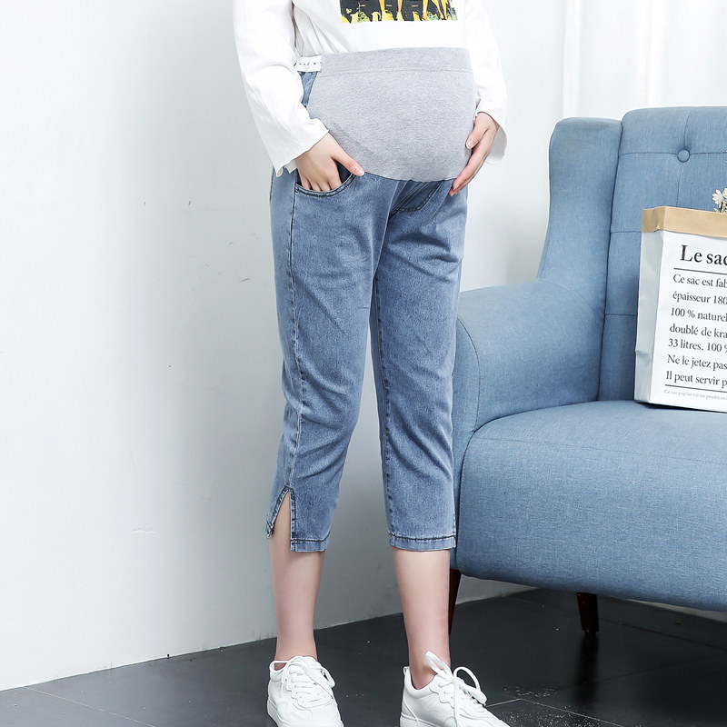 孕妇七分牛仔裤大码弹力宽松托腹夏季薄款开叉外穿休闲蓝色女短裤,孕妇装/孕产妇用品/营养,孕妇打底裤,淘宝优惠券,粉丝福利购,淘宝优惠卷
