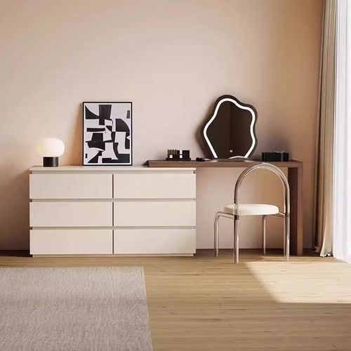 化妆桌梳妆台2025新款轻奢高级卧室实木斗柜床尾化妆台收纳柜一体