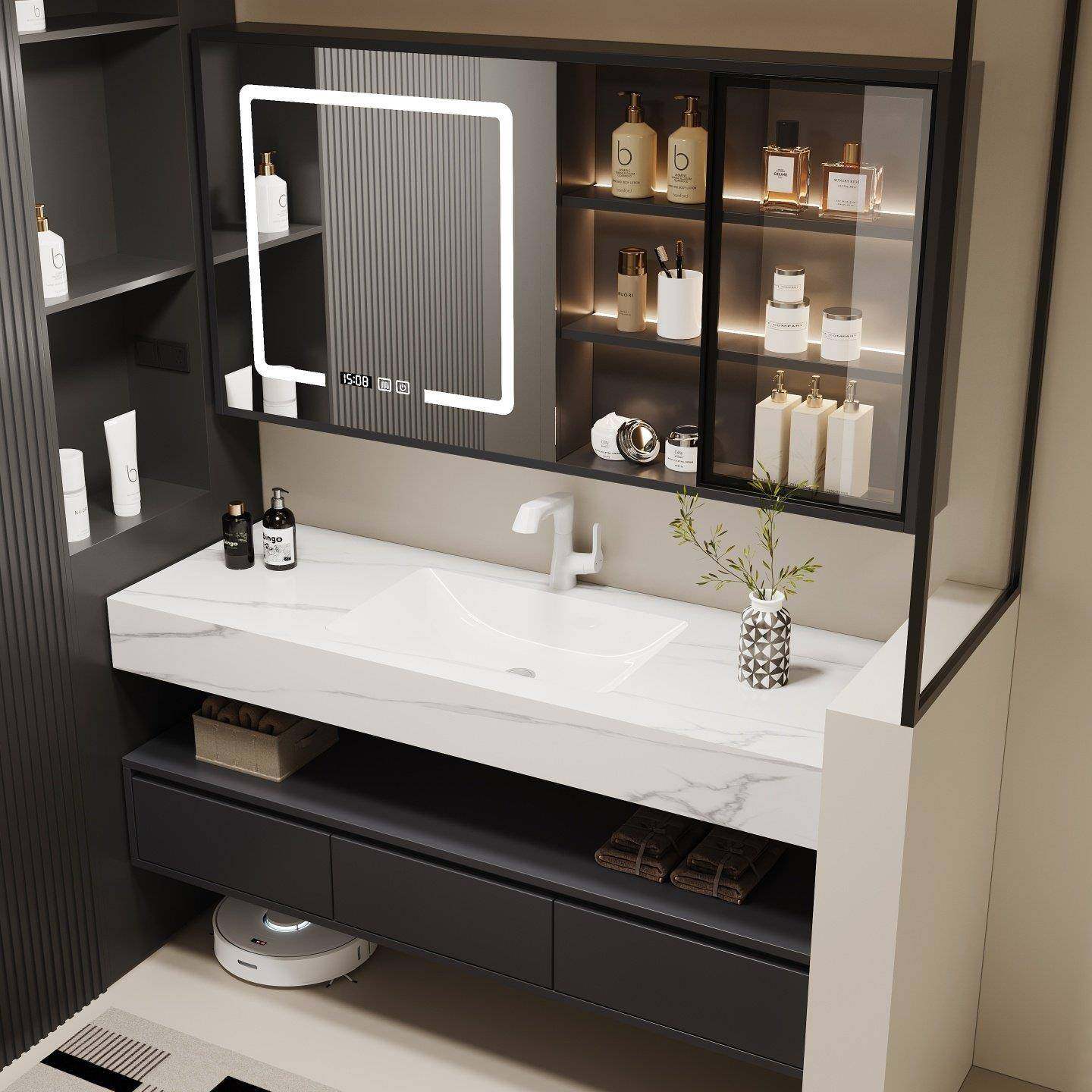 酒店风浴室柜岩板无缝一体盆洗漱台洗手池台盆洗脸盆柜组合卫浴柜,家装主材,浴室柜组合,淘宝优惠券,粉丝福利购,淘宝优惠卷