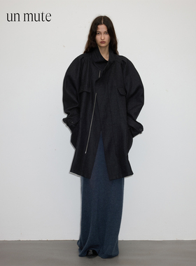 UN MUTE25FW 英格兰初剪羊毛复古圆肩腰部内抽绳设计工装夹克外套