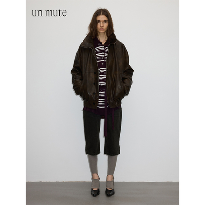 复古做旧手工擦色pu皮夹克外套