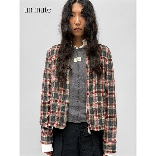 UNMUTE短款合身拉链开衫