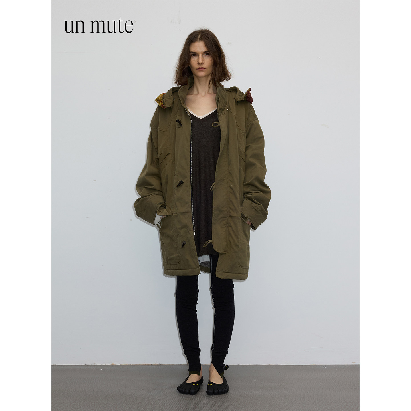 UN MUTE25FW 意大利进口提花羊羔毛内胆可拆卸连帽牛角扣派克外套,女装/女士精品,短外套,淘宝优惠券,粉丝福利购,淘宝优惠卷