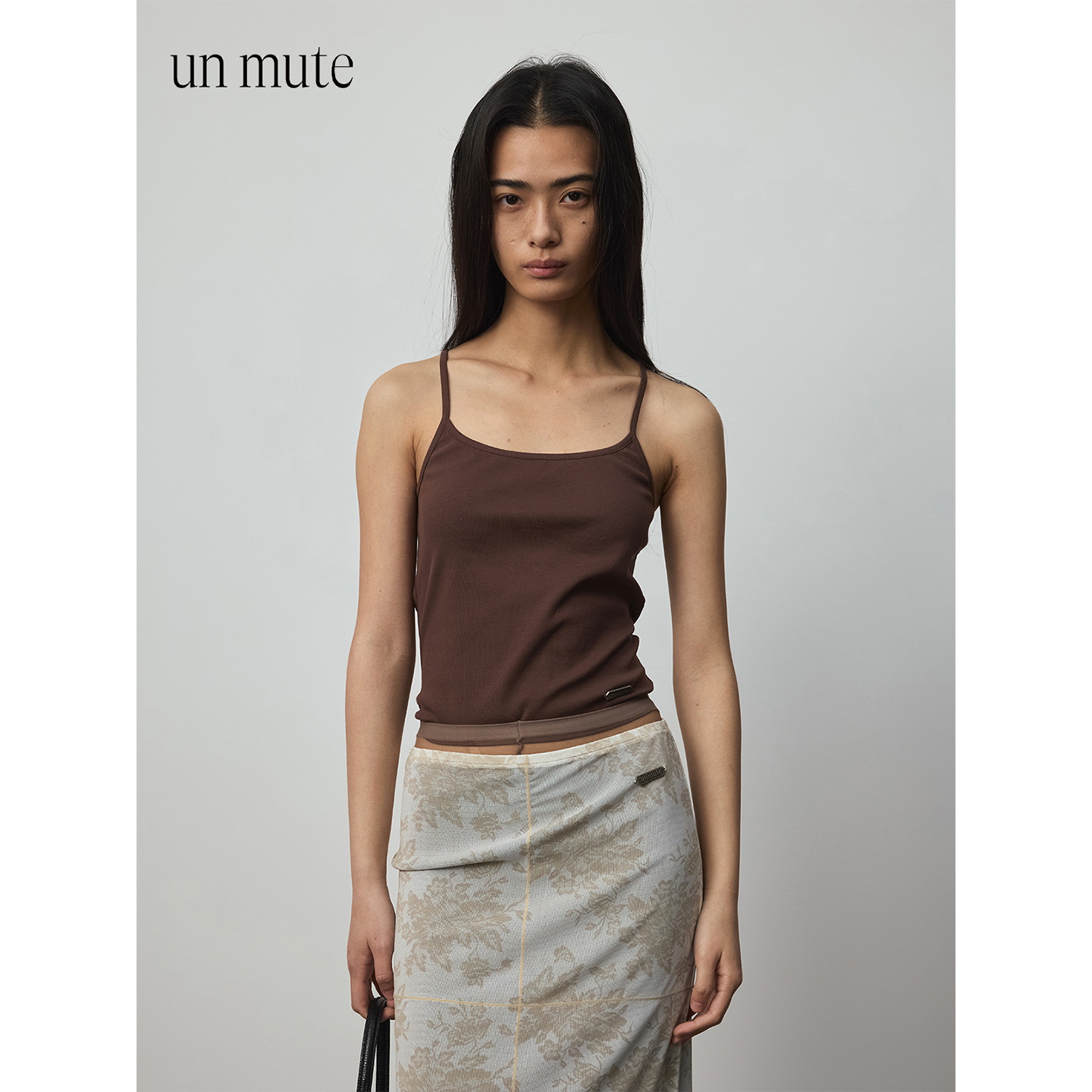 高弹棉混纺罗纹针织修身吊带