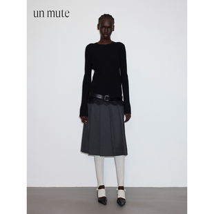 羊毛衫 澳洲美诺超细羊毛混纺内搭睫毛蕾丝吊带两件式 MUTE25FW