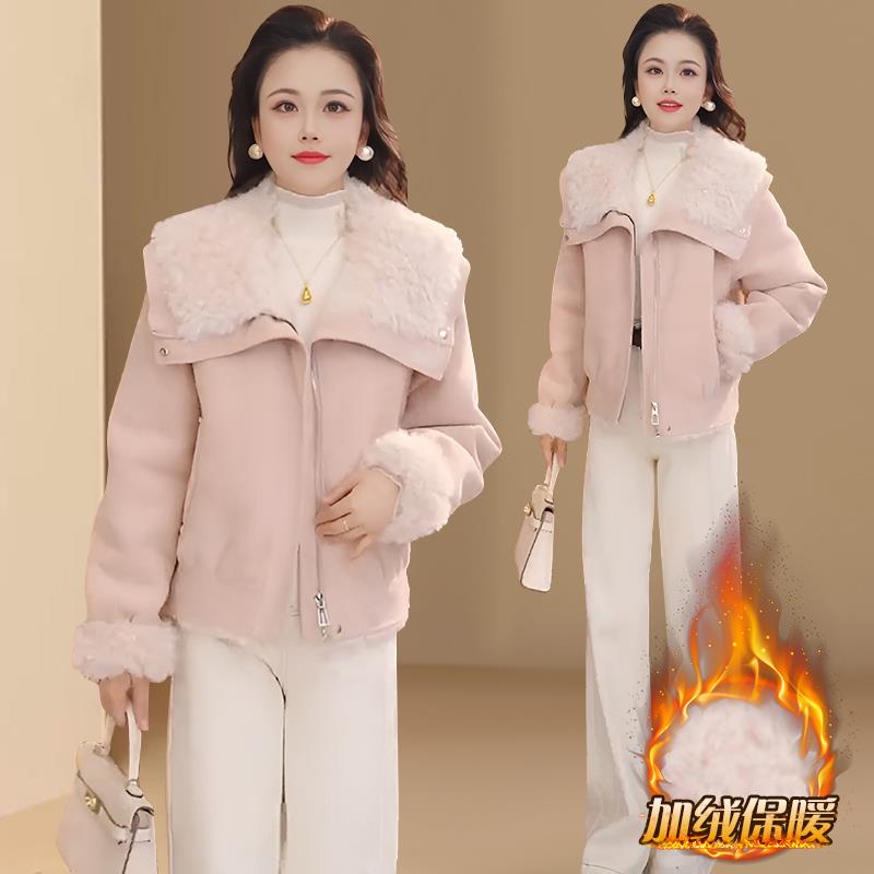 ["2025冬季短款女外套","粉色皮毛一体机车服&quo