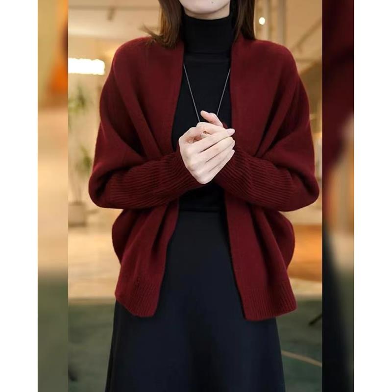 红色高级感洋气针织开衫大码女秋装胖MM百搭减龄外套小众时尚毛衣