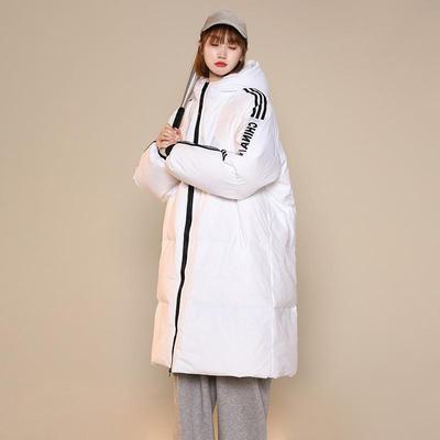 冬季新国潮90白鸭绒羽绒服女超厚中长款宽松过膝抗寒学院情侣外套