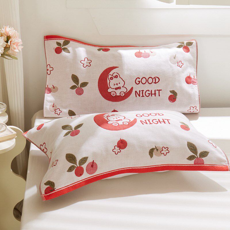 儿童枕巾一对装纯棉吸汗枕头巾冬季新款可固定纱布枕头套巾防头油