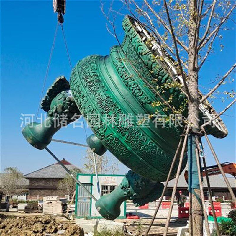 厂家定制大型铸铜鼎雕塑户外青铜纯铜鼎寺院香炉宗祠铸铜雕塑摆件