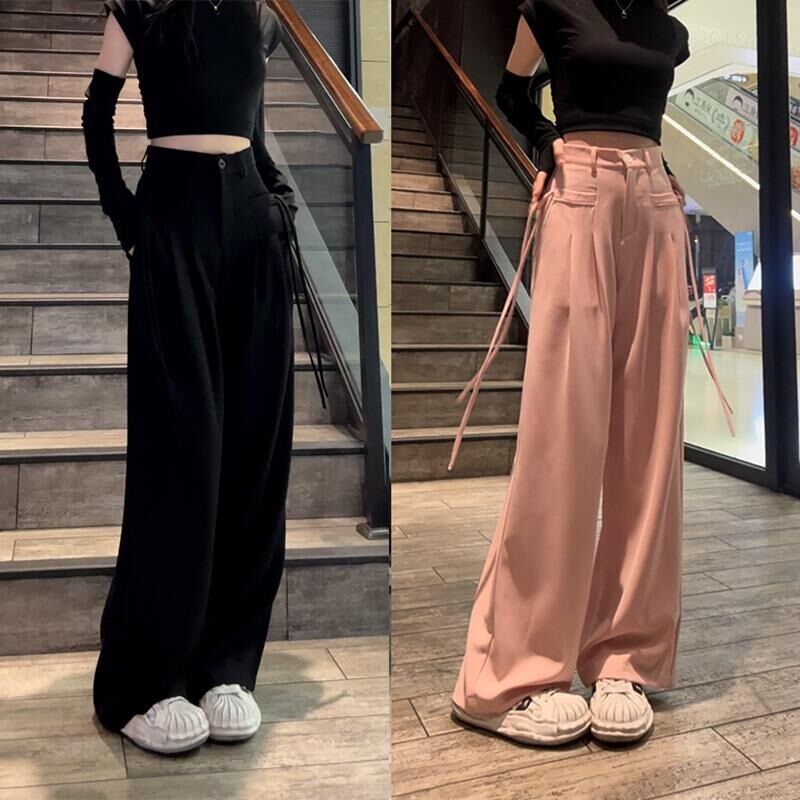 休闲西装裤女夏季大码胖mm高腰显瘦垂感梨型身材高级感窄版阔腿裤