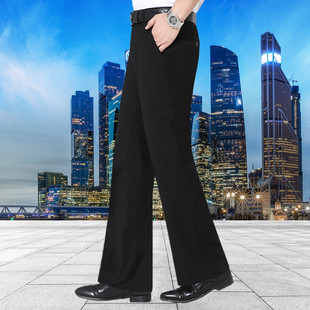 直筒宽松拖地阔腿裤 男高级感弹力厚款 垂感微喇叭休闲西裤 秋冬新款