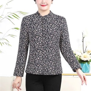 冬季老年驼绒小花棉袄贴身保暖弹力轻便居家棉衣妈妈装老太太8090