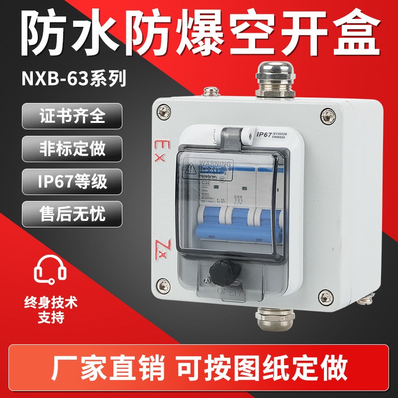户外防爆配电箱空开220v工业380v防F水防尘32A带漏电3P断路器空箱